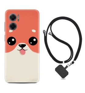 Xiaomi Redmi Note 11E Kılıf Silikon Boyun Askılı İpli Desenli Silikon Sevimli Köpek 1731