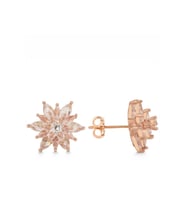 Gümüş Rose 4 Katman Lotus Çiçeği Kadın Çivili Küpe CSR2184877