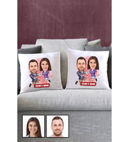 Eşe Yıldönümü Hediyesi Karikatürlü İkili Yastık