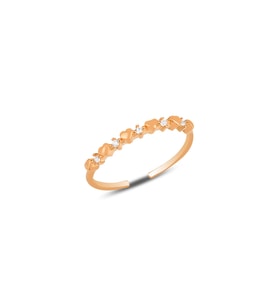 Gümüş rose zirkon taşlı minik kalpler ayarlamalı yüzük SGTL12174ROSE