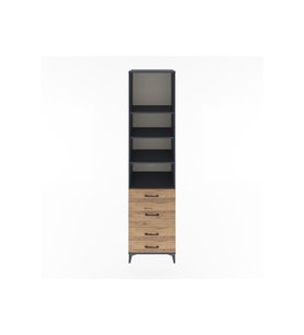 Hyperion Dolap 4 Raflı 4 Çekmeceli 60x44x243 Antrasit-Çam