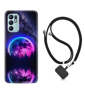 Oppo Reno 6 Kılıf Silikon Boyun Askılı İpli Desenli Silikon Star Planet 1652