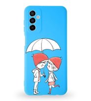 Samsung Galaxy A04s Uyumlu Lansman Kılıf Aşk Tasarımlı İçi Kadife Kapak-Mavi (Şeffaf)