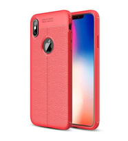 Apple iPhone XS Max Deri Görünümlü Silikon Kırmızı