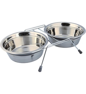 Trixie Köpek Mama Su Kabı Tıkırtısız Paslanmaz Çelik 2x1,5Lt 25cm Gri