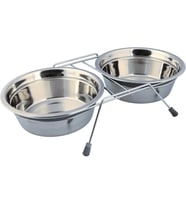 Trixie Köpek Mama Su Kabı Tıkırtısız Paslanmaz Çelik 2x1,5Lt 25cm Gri