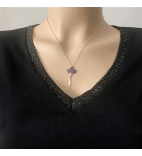 Balonlu Kız Rose kaplama Gümüş kolye (Karışık)