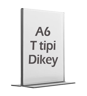 A6 T-Tipi Dikey Şeffaf Föylük Menü Fiyatlık Broşür Etiket Fotoğraflık Albüm Stand Sehpa (Krem)