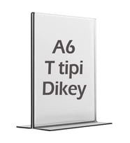 A6 T-Tipi Dikey Şeffaf Föylük Menü Fiyatlık Broşür Etiket Fotoğraflık Albüm Stand Sehpa (Krem)