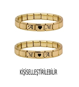 Harfli Kalpli Kişiye Özel Çift Sevgili Gold İtalyan Charm Bileklik 2 Adet Hediye Kutulu Not Yazılır