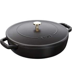 Staub 405114730 Chistera Kapaklı Sığ Döküm Tencere, 24 Cm, Siyah (Çok Renkli)