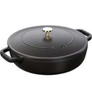 Staub 405114730 Chistera Kapaklı Sığ Döküm Tencere, 24 Cm, Siyah (Çok Renkli)