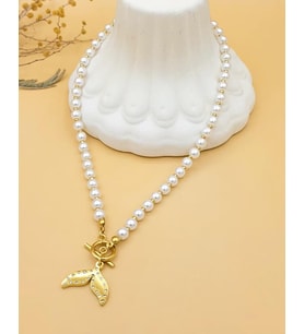 Golden Leaf Pearl Kolye