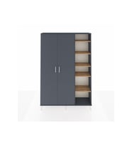Arges Dolap 7 Raflı 2 Kapaklı Tek Askılı 132x30x195 Antrasit-Antrasit/Çam