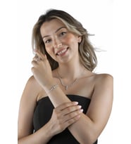 925 Ayar Gümüş Çiçek Motifli Minimal Taşlı Set