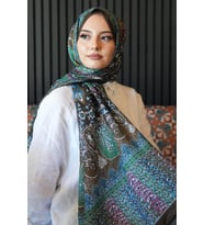 Karma Motif Desen Haki Soft Pamuk Şal (Standart)