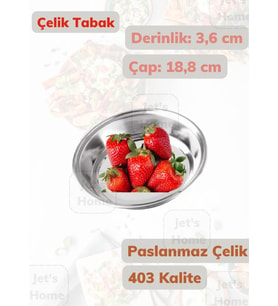 Çelik Tabak 18,8 cm No:3 Paslanmaz Tabak 430 Kalite Çelik
