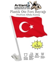 Plastik Otofors Bayrak 30x45 cm 2 Adet Konvoy ve Araç  Bayrağı Cama Takılan Bayrak Türk Bayrağı Oto Fors (Kırmızı-Beyaz)