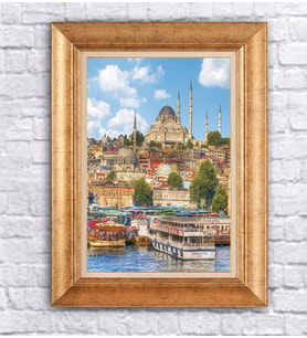 Altın Varaklı  Çerçeveli Paspartulu Tablo ndd1354 (Gold)