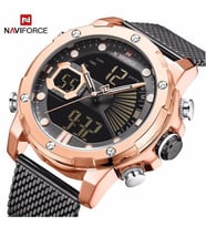 Naviforce Erkek Kol Saati Dijital Analog Hasır Metal Kordon 997 (Siyah)