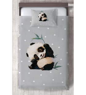 MEKTA HOME BEBEK VE ÇOCUK ODASI Sevimli Panda Desenli Yatak Örtüsü