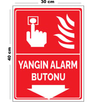 Metal Yangın Alarm Butonu 30 cm x 40 cm A3 Büyüklüğünde Uyarı Levhası Yönlendirme Tabelası