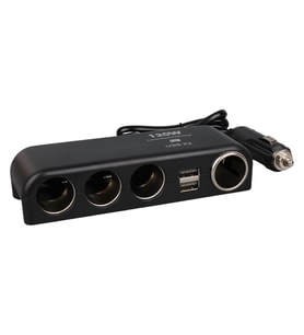 Olesson 1525 12-24V Çift USB'LI 120W 80cm Kablolu 4'LÜ Araç Çakmak Çoklayıcı (Siyah)