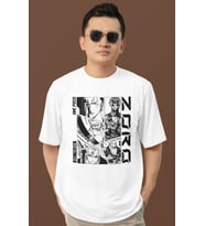 Tasarım Roronoa Zoro Baskılı Unisex Oversize One Piece Anime Dizi Karakter Tişört