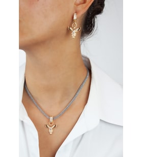 Baget Zirkon Taşlı Anka Kuş Figür Kolye Küpe Set