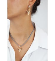 Baget Zirkon Taşlı Anka Kuş Figür Kolye Küpe Set