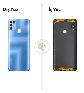 Infinix Hot 11 Play Mavi Uyumlu Lensli Arka Kapak Arka Cam Batarya Pil Kapağı Lazer Kesim Back Cover