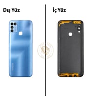 Infinix Hot 11 Play Mavi Uyumlu Lensli Arka Kapak Arka Cam Batarya Pil Kapağı Lazer Kesim Back Cover