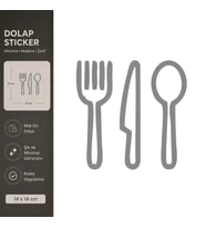 Çatal Bıçak Kaşık Mat Gri Dekoratif Folyo Sticker 14x14 cm