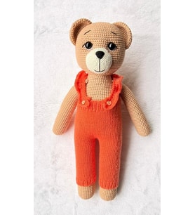 Salopetli Ayıcık Amigurumi Organik Oyuncak