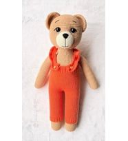 Salopetli Ayıcık Amigurumi Organik Oyuncak