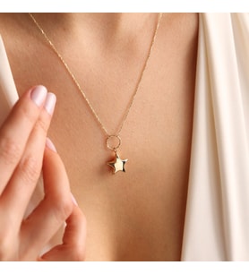 14 Ayar Altın Choker Kolye Yıldız Form