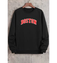 Unisex Boston Bisiklet Yaka Sweatshirt (Siyah)