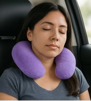 Peluş U Tipi Boyun Yastığı Yumuşak ve Ergonomik Seyahat Konforu (Lila)