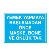 Maske Bone ve Önlük Tak Metal Uyarı Levhası