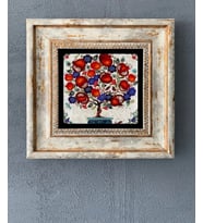 Çerçeveli Taş Duvar Dekoru 20x20 çiçek