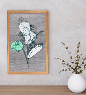 BK Home Minimal Çiçekler Dekoratif Retro Ahşap Tablo-3