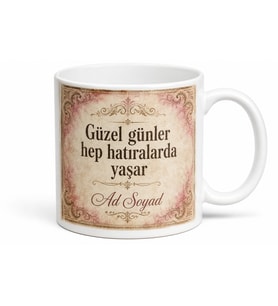 Nostaljik Tasarım Baskılı Kupa Bardak Hediyelik Retro Porselen Hediye