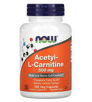 NOW Acetyl-L-Carnitine 500 mg 100 Veg Capsul. USA.