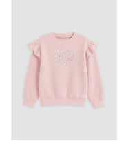 LCW Kids Pembe Fırfırlı Nakışlı Kız Çocuk Kalın Sweatshirt