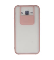 Samsung Galaxy J7 Kılıf Palm Buzlu Kamera Sürgülü Silikon - Pembe