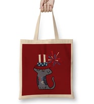 CAT İndependence Day 4th Of July Gift Celebration Patriotic Bez Çanta Uzun Saplı