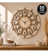ERGEÇ TASARIM 50 Cm Makrome Detaylı Dekoratif Duvar Saati Atlantik Çam MDF Modern Salon Saati