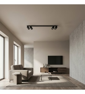 RİOLIGHT MODERN1 SİYAH1 HAREKETLİ BAŞLIK 4XGU10 SIRALI LED SPOT AVİZE(AMPUL DAHİLDİR)UZUNLUK 120CM