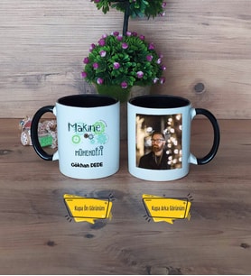 Makine Mühendisi Kupa Bardak Siyah Fotoğraflı Mühendisler Günü Hediyesi