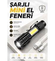El Feneri Led Usb Şarjlı Zoom Mini Led Işık Acil Durum Feneri